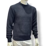 Maglione Girocollo Filippo De Laurentiis in Lana Tramata Extrafine Merino Blu Art. GC3ML WM7H 890 - immagine 2
