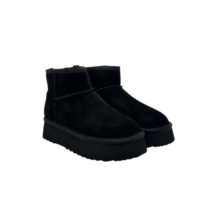 Stivaletto Hoor Regolare di Gamba in Camoscio Nero Plateau 3 cm Art Vega Regular Black, foto 4 di 5