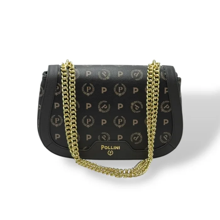 Borsa Pollini Heritage Tracolla in Catena Con Pattina In Pelle Re-Heritage Nera TE8543PP0NQ2C00A, foto 1 di 4