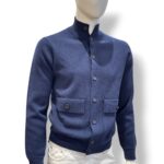 Cardigan Bluson Filippo De Laurentiis in Misto Lana Cashmere Finezza 12 Blu art. BB1MLT WC12D 880 - immagine 2