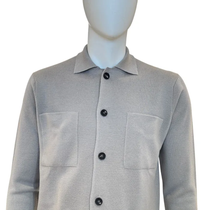 Overshirt con Bottoni in Lana Extrafine Merino Filippo De Laurentiis Beige Ciottolo art FJMLT WM14M 925, foto 2 di 2