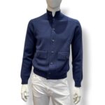 Cardigan Bluson Filippo De Laurentiis in Misto Lana Cashmere Finezza 12 Blu art. BB1MLT WC12D 880