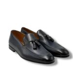 Mocassino Doucal's Uomo in Pelle Blu con Nappine art. 1080 fondo cuoio antiscivolo - immagine 2