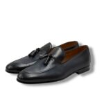 Mocassino Doucal's Uomo in Pelle Blu con Nappine art. 1080 fondo cuoio antiscivolo - immagine 4