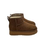 Stivaletto Hoor Regolare di Gamba in Camoscio Tortora Plateau 3 cm Art Vega Regular Tortora