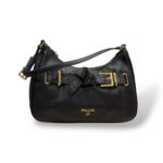Borsa A Spalla Pollini in Pelle Martellata Nera con dettaglio Frontale cintura Eritage SC4606PP0NSA100C