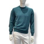 Maglione Girocollo Filippo De Laurentiis in Pura Lana Cashmere Verde Petrolio art. GC1MLD CA12R 790