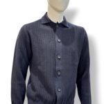 Overshirt in Lana Merino Extrafine Tramata Filippo De Laurentiis Blu art CA3ML WM7F 890 - immagine 2