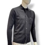 Overshirt con Bottoni in Lana Extrafine Merino Filippo De Laurentiis Nera art FJMLT WM14M 990 - immagine 2