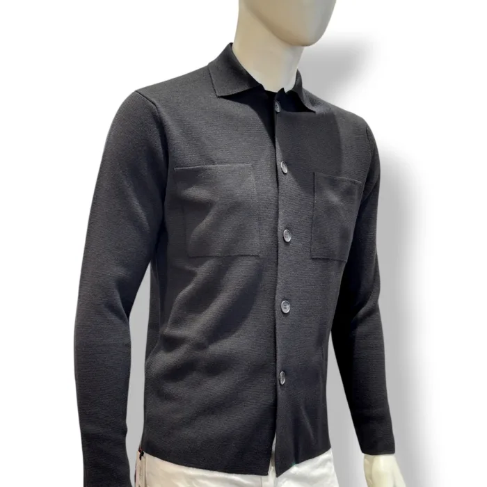Overshirt con Bottoni in Lana Extrafine Merino Filippo De Laurentiis Nera art FJMLT WM14M 990, foto 2 di 2