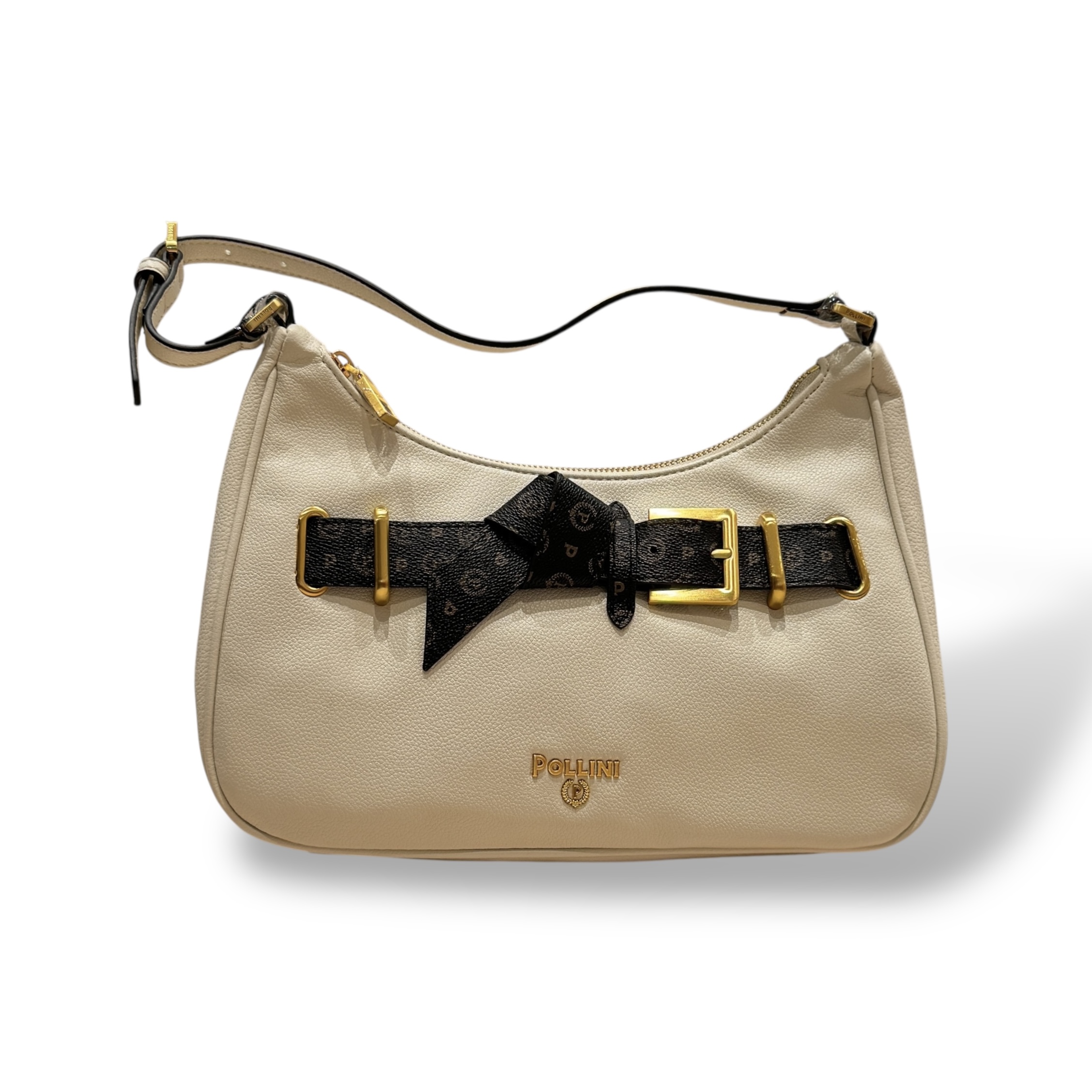 Photoroom_029_20250913_171003 Borsa A Spalla Pollini in Pelle Martellata Avorio con dettaglio Frontale cintura Eritage SC4606PP0NSA111C - immagine 1