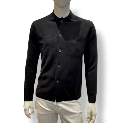 Overshirt con Bottoni in Lana Extrafine Merino Filippo De Laurentiis Nera art FJMLT WM14M 990