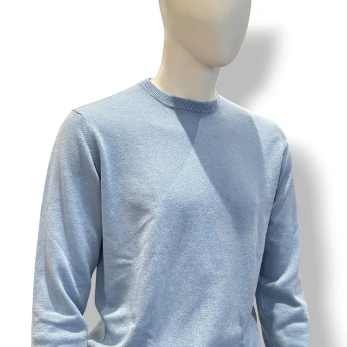 Maglione Girocollo Filippo De Laurentiis in Pura Lana Cashmere Celeste art. GC1MLD CA12R 800, foto 2 di 2