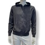 Felpa In Maglia con Cappuccio E Zip Filippo De Laurentiis in Misto Lana Cashmere Grigia art. FH1ML2AT WC12R 980