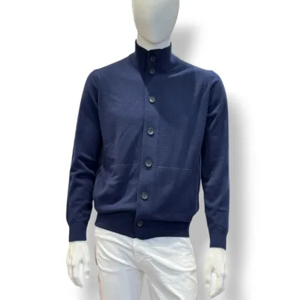 Cardigan Bluson Filippo De Laurentiis in Misto Lana Cashmere Finezza 12 Blu art. BB1MLT WC12R 880