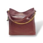 Borsa A Spalla Pollini in Pelle Bordeaux Effetto Intrecciato SC4591PP0NSO155C