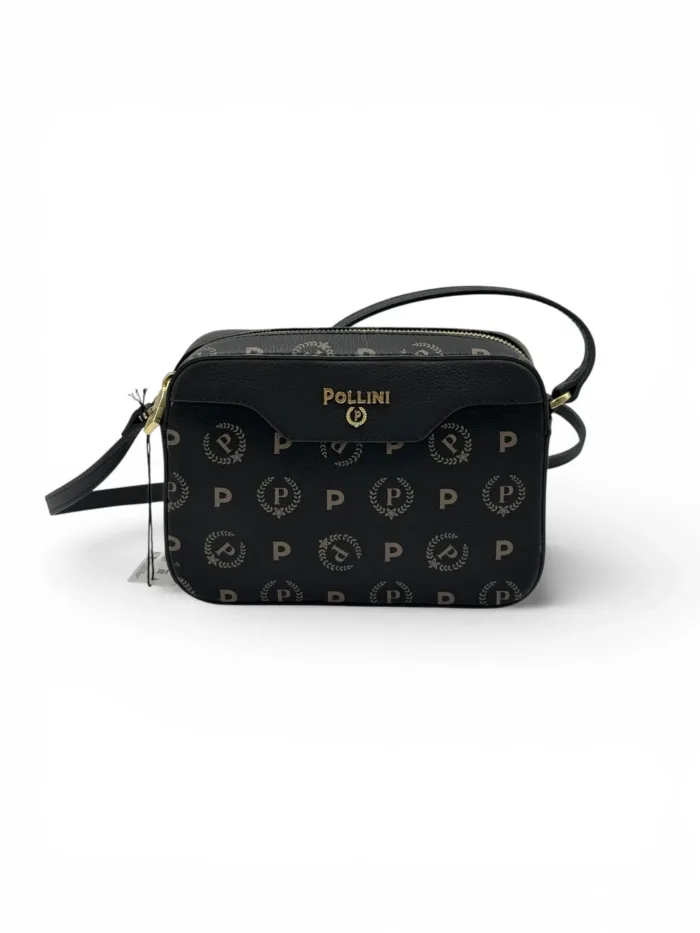 Borsa Pollini Tracolla Con Cerniera In Pelle Re-Heritage Nera  TE8414PP03Q2C00A, foto 1 di 3