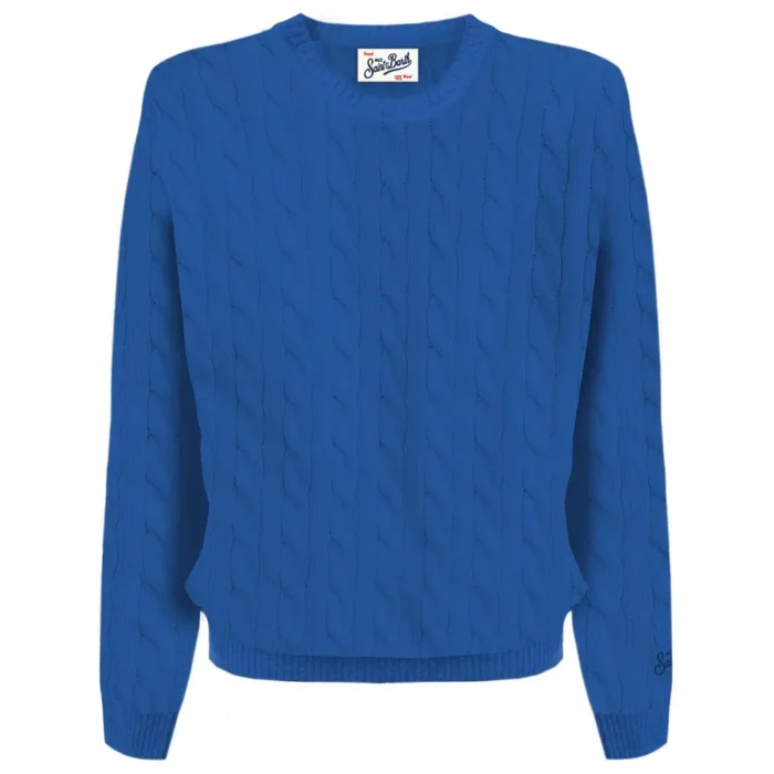 Maglione Girocollo Uomo con Trecce Mc2 Saint Barth Blu Elettrico art. Regent Braid Wool 17 Bluette, foto 1 di 1