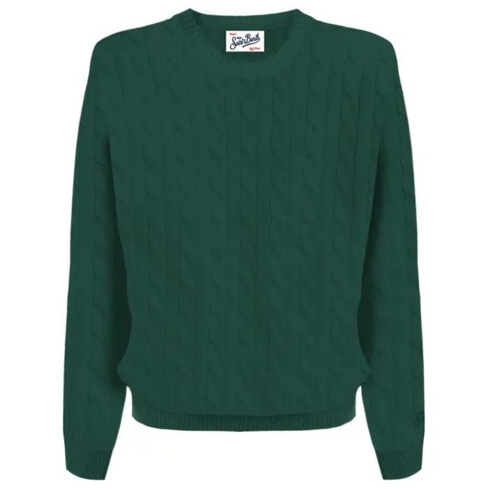 Maglione Girocollo Uomo con Trecce Mc2 Saint Barth Verde art. Regent Braid Wool 51 British Green, foto 1 di 1