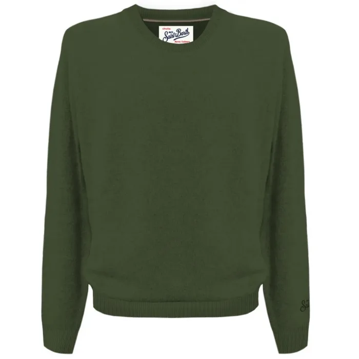 Maglione Girocollo Uomo in Misto Lana e Cashmere Mc2 Saint Barth Verde art. Regent MerinoCash 52 Military, foto 1 di 1