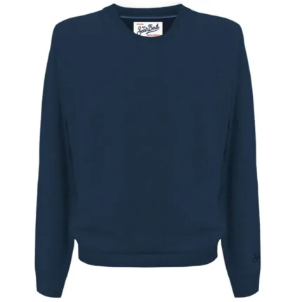 Maglione Girocollo Uomo in Misto Lana e Cashmere Mc2 Saint Barth Blu art. Regent MerinoCash 62 Night Blue