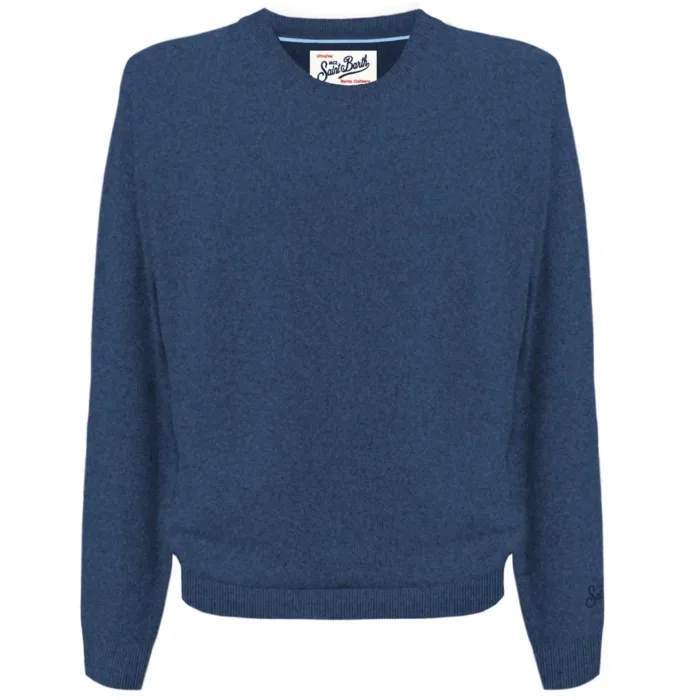 Maglione Girocollo Uomo in Misto Lana e Cashmere Mc2 Saint Barth Blu Denim art. Regent MerinoCash Denim, foto 1 di 1