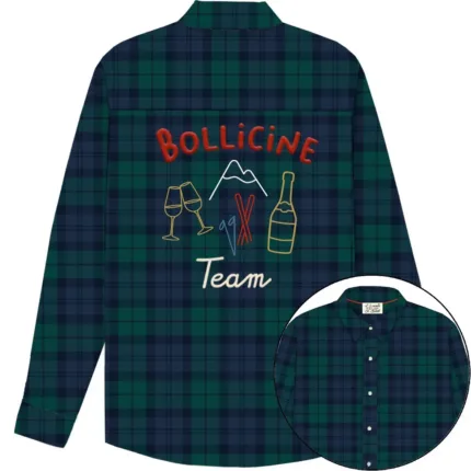Camicia in Flanella Verde Mc2 Saint Barth art. SeeFeld Flannel Bollicine Line Tartan 65 Emb