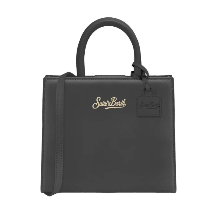 Borsa A Mano Piccola con Tracolla Mc2 Saint Barth in Pelle Nera art. Shop Bag Mini Leather 00, foto 1 di 1