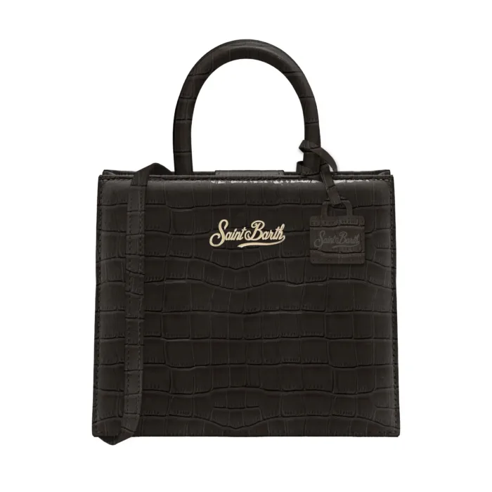 Borsa a mano Piccola Mc2 Saint Barth in Pelle Effetto Coccodrillo Nera art. Shop Bag Mini Printed Croco Leather 00, foto 1 di 1