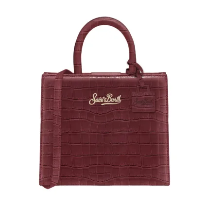 Borsa a mano Piccola Mc2 Saint Barth in Pelle Effetto Coccodrillo Bordeaux art. Shop Bag Mini Printed Croco Leather 45