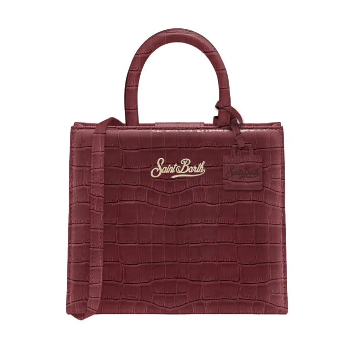 Borsa a mano Piccola Mc2 Saint Barth in Pelle Effetto Coccodrillo Bordeaux art. Shop Bag Mini Printed Croco Leather 45, foto 1 di 1