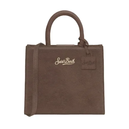 Borsa A Mano Piccola con Tracolla Mc2 Saint Barth in Camoscio Tortora art. Shop Bag Mini Suede 18