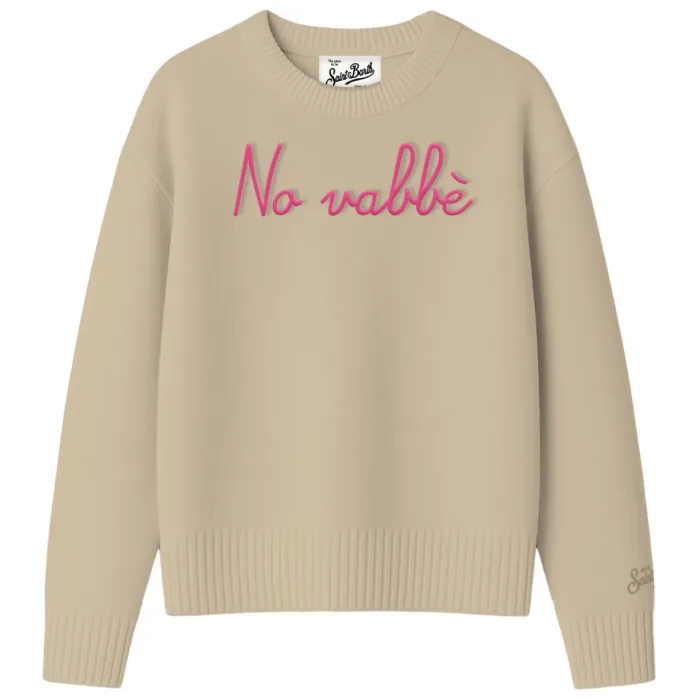 Maglione Girocollo Mc2 Saint Barth Beige Scritta Fucsia art. TESSA NO VABBE 11 EMB, foto 1 di 1