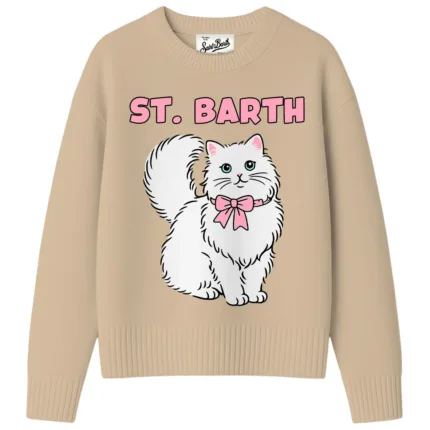 Maglione Girocollo Mc2 Saint Barth Beige Chiaro Kitten art. TESSA SB CUTE KITTEN 11