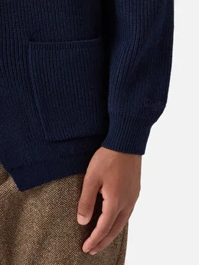 Giacca in Maglia Mc2 Saint Barth Blu art. Eaton Wool 62 Night Blue, foto 3 di 4