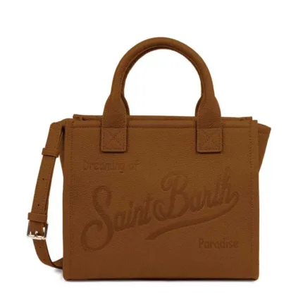 Borsa A Mano Media Mc2 Saint Barth In Pelle Martellata Cuoio art. Vanity Bag Midi Grain Leather Sb 19