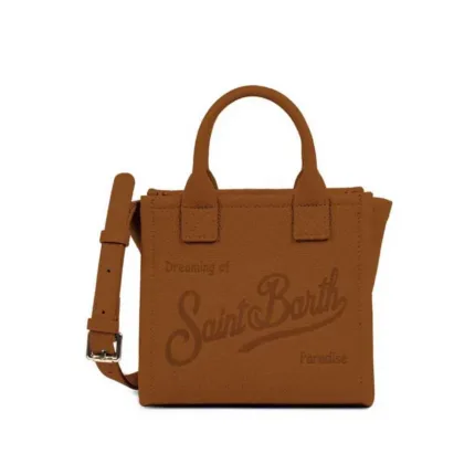 Borsa A Mano Piccola con Tracolla Mc2 Saint Barth In Pelle Color Cuoio art. Vanity Bag Mini Grain Leather SB 19