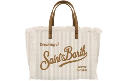 Borsa A Mano Piccola con Tracolla Mc2 Saint Barth in Velluto Avorio art. Vanity Mini Corduroy N S 10 Emb