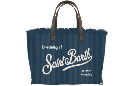 Borsa A Mano Piccola con Tracolla Mc2 Saint Barth in Velluto Blu art. Vanity Mini Corduroy N S 61 Emb
