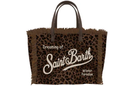 Borsa A Mano Piccola con Tracolla Mc2 Saint Barth in Lana Maculata art. Vanity Mini Felt N Dark Leopard 18 Emb