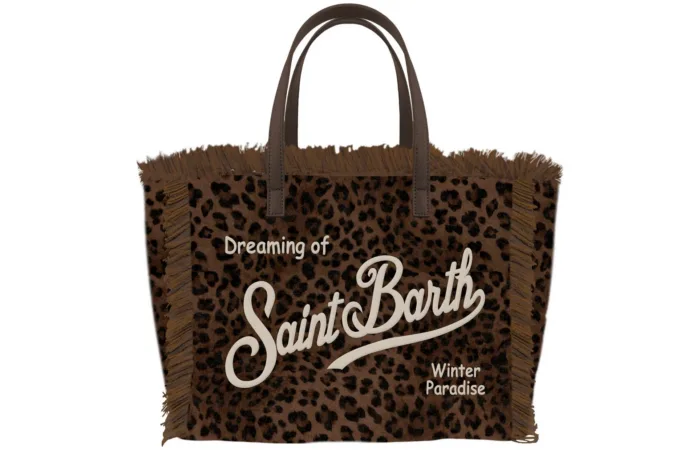 Borsa A Mano Piccola con Tracolla Mc2 Saint Barth in Lana Maculata art. Vanity Mini Felt N Dark Leopard 18 Emb, foto 1 di 1
