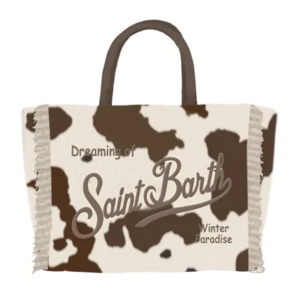 Borsa A mano Piccola Mc2 Saint Barth in Feltro Muccato Bianco/Marrone art. Vanity Mini Felt Cow 10 EMB