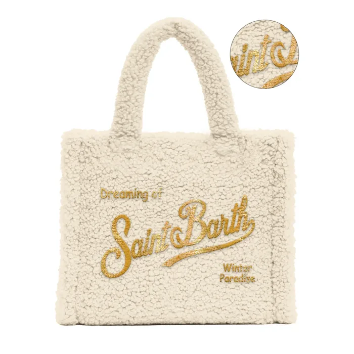Borsa A Mano Piccola con Tracolla Mc2 Saint Barth in Lanetta Bianca art. Vanity Mini Teddy 10OR Emb, foto 1 di 1