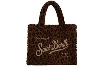 Borsa A Mano Piccola con Tracolla Mc2 Saint Barth in Lanetta Marrone Maculata art. Vanity Mini Teddy Dark Leopard 18 Emb