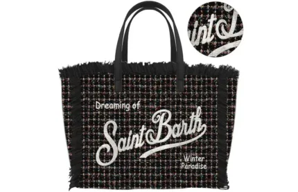 Borsa A mano Piccola Mc2 Saint Barth in Tweed Nero e Strass Muticolor art. Vanity Mini Tweed N Shiny 00COL Emb