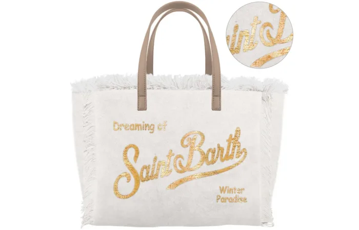 Borsa A mano Piccola Mc2 Saint Barth in Velluto Bianco art. Vanity Mini Velvet N 10OR Emb, foto 1 di 1