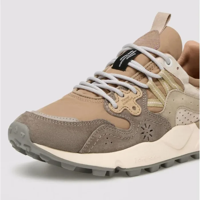 Sneakers Flower Mountain Uomo in Camoscio Tortora e Nylon Beige art. Yamano 3 Man Grey Mud 1B31, foto 3 di 5