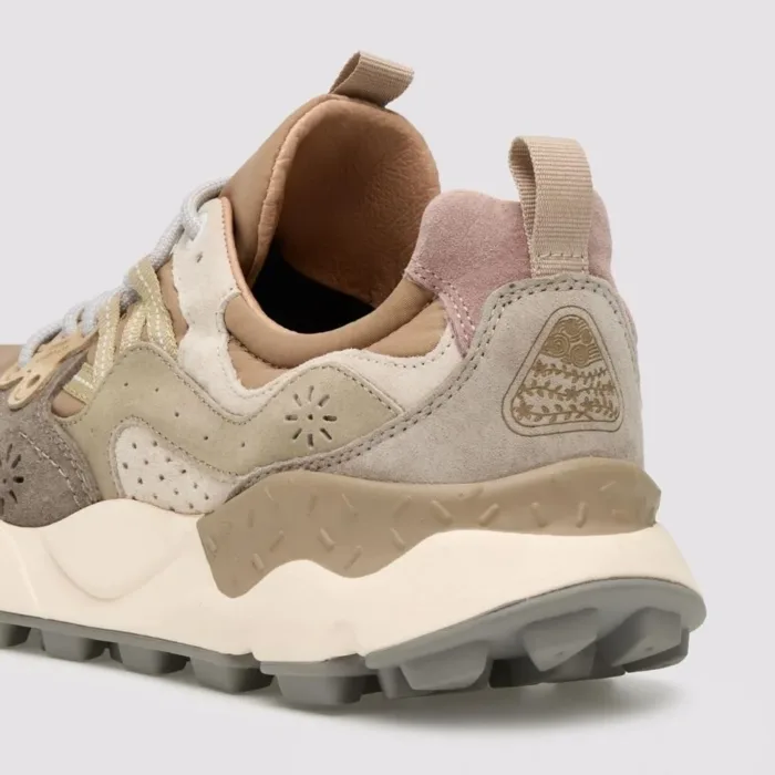 Sneakers Flower Mountain Uomo in Camoscio Tortora e Nylon Beige art. Yamano 3 Man Grey Mud 1B31, foto 4 di 5