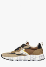 Sneakers Voile Blanche Uomo in Camoscio Beige e Nylon Marrone art. Club 01 Brown Beige 4D29