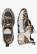 Sneakers Voile Blanche Donna in Camoscio Beige Maculato e Nylon Nero art. Club 105 Leopard Platinum 3D31 - immagine 2